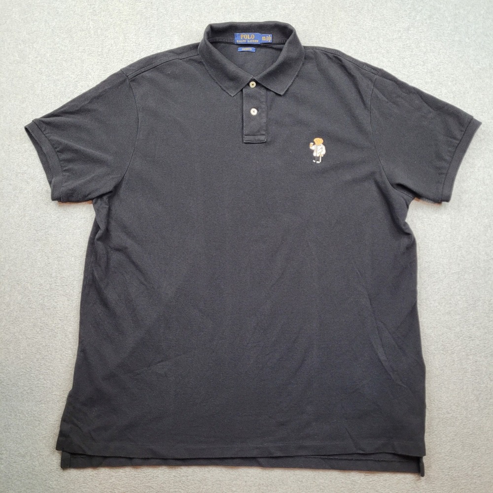 Polo Ralph Lauren Polo Shirt XXL Black Martini Bear James Bond 007 Custom Fit